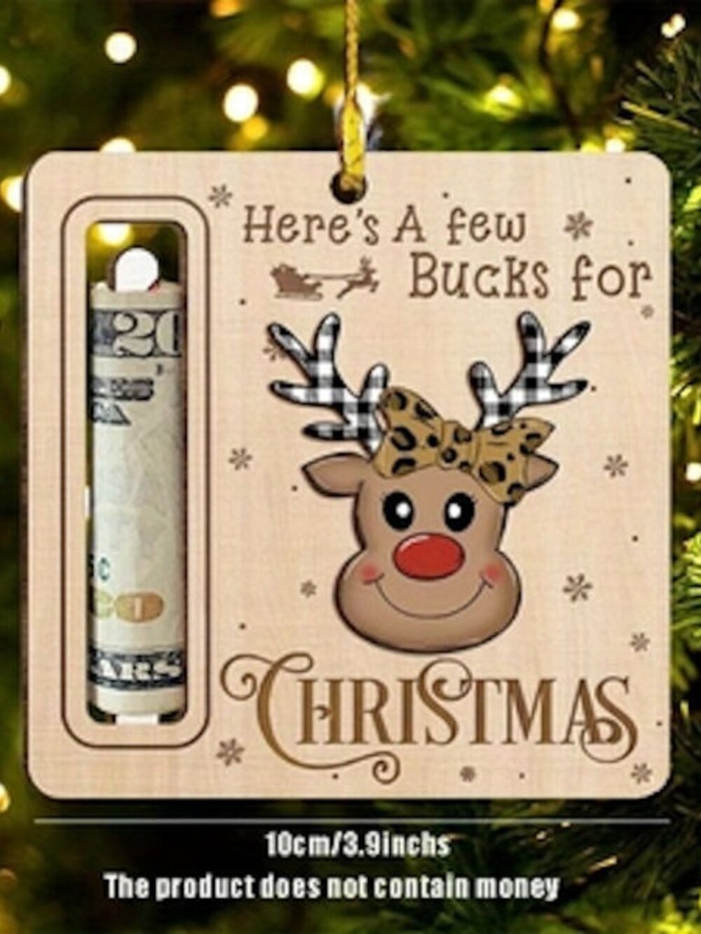 Christmas Wooden‎ Money Holder Ornament  NIP